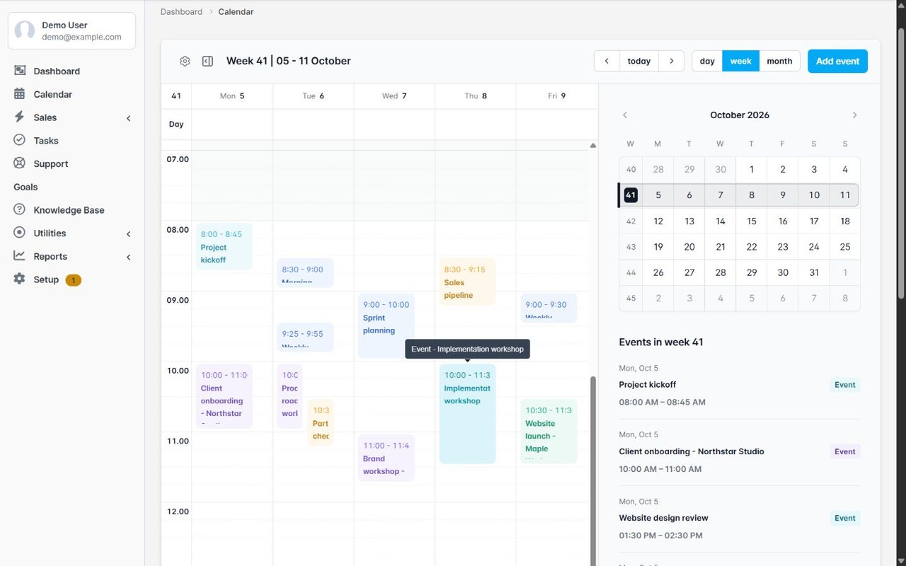 Vorschau der Calendar-Pro-Live-Demo